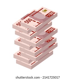 Swedish Krona Vector Illustration. Sweden money set bundle banknotes. Paper money 500 kr. Flat style. Isolated on white background. Simple minimal design.