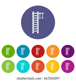 Swedish ladder set icons in different colors isolated on white background