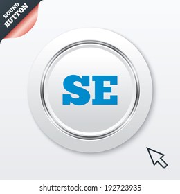 Swedish language sign icon. SE Sweden Portugal translation symbol. White button with metallic line. Modern UI website button with mouse cursor pointer. Vector