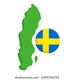 Swedish map and Swedish flag icon. Vector.