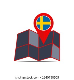 Swedish map icon with country flags