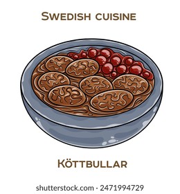 Köttbullar. Swedish meatballs made with a blend of ground beef and pork, seasoned with nutmeg and allspice, and often served with creamy gravy, lingonberry jam, and mashed potatoes.