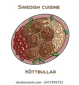 Köttbullar. Swedish meatballs made with a blend of ground beef and pork, seasoned with nutmeg and allspice, and often served with creamy gravy, lingonberry jam, and mashed potatoes.