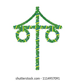 Swedish midsummer pole or maypole in vector. Traditional summer holiday in Sweden