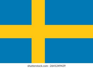 Swedish national flag featuring a blue field with a golden yellow Nordic cross.