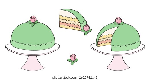 Prinsesstårta (Princesa Bolo) ilustração vetorial.