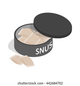 Snus suecos, icono del tabaco masticado en un estilo 3d isométrico sobre fondo blanco