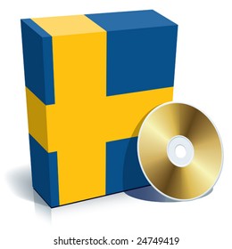 Swedish software box with national flag colors and CD.