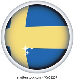 Swedish sphere flag button, isolated vector on white