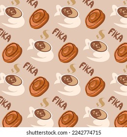 Coffee, Kanelbullar Swedish Sweets background. Vector Illustration