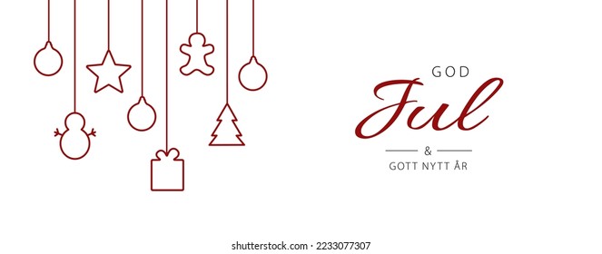 Swedish text God Jul och Gott Nytt År. Merry Christmas and Happy New Year. Vector illustration	