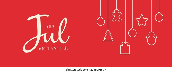 Swedish text God Jul och Gott Nytt År. Merry Christmas and Happy New Year. Vector illustration