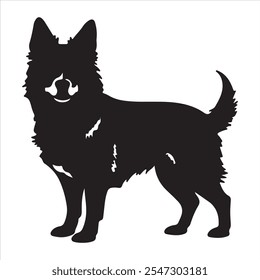 Swedish vallhund dog silhouette vector art illustration. 