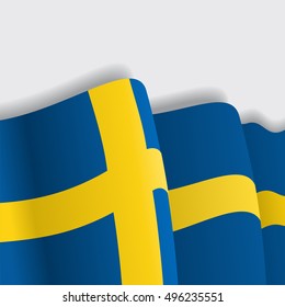 Swedish waving Flag. Vector illustration.