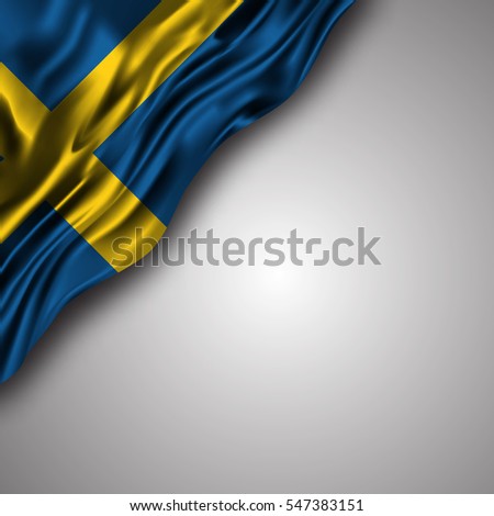 swedish waving silky flag isolated on gray background, can be used in many topic like national day,Sweden independence day and any national and international events