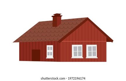Swedish Wood House On White Background