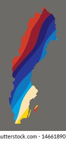 Sweeden colorful vector map silhouette