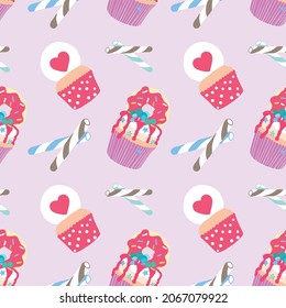 sweeet dessert seamless pattern ,vector background