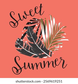 Sweeet Summers lettering orange background t-shirt design