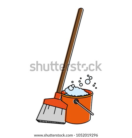 sweep broom with plastic bucket