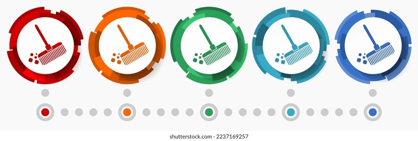 Sweep, clean concept vector icon set, modern design abstract web buttons in 5 color options, infographic template