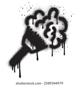 Sweep graffiti, short brush with spray paint accompanied by dust flying in the air.
