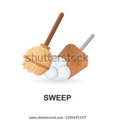 Sweep icon. 3d illustration from cleaning collection. Creative Sweep 3d icon for web design, templates, infographics and more