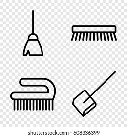 Sweep icons set. set of 4 sweep outline icons such as broom, dustpan