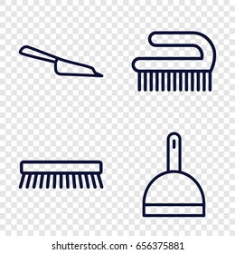 Sweep icons set. set of 4 sweep outline icons such as dustpan