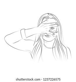 sweep the meme. My eyes would not see you meme. Vector illustration for your design on white background. sketching style