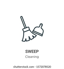 Sweep Outline Vector Icon. Thin Line Black Sweep Icon, Flat Vector Simple Element Illustration From Editable Cleaning Concept Isolated On White Background