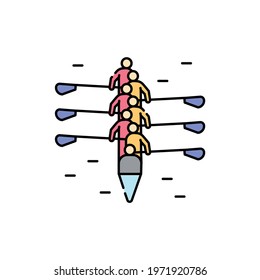 Sweep Rowing color line icon. Isolated vector element. Outline pictogram for web page, mobile app, promo