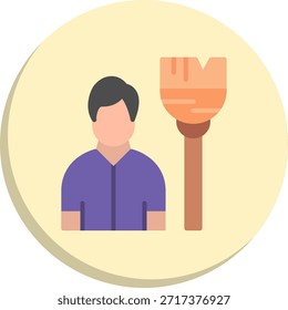 Icono de estilo de círculo plano de barrendero