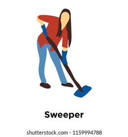Sweeper icon vector isolated on white background, Sweeper transparent sign , standing human or people cartoon character illustration
