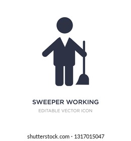 sweeper working icon on white background. Simple element illustration from People concept. sweeper working icon symbol design.