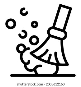 Sweeping with broom icon. Outline sweeping with broom vector icon for web design isolated on white background