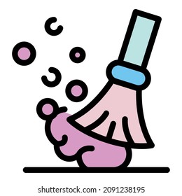 Sweeping with broom icon. Outline sweeping with broom vector icon color flat isolated