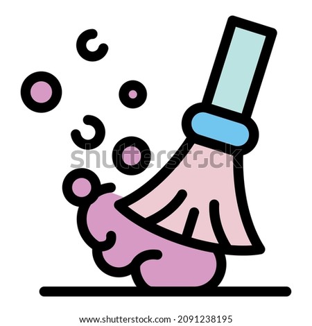 Sweeping with broom icon. Outline sweeping with broom vector icon color flat isolated