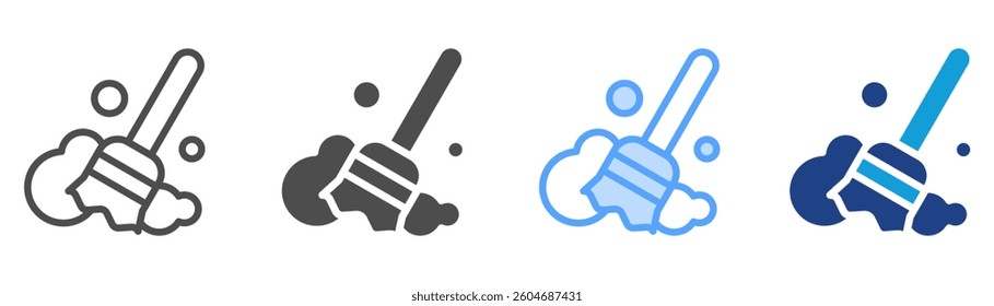Sweeping Broom Icon Set Multiple Style Collection