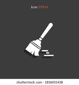 Icono de escoba de barrido. Ilustración del vector EPS 10.