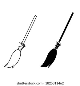 Black White Old Twig Broom Broomstick Stock Vector (Royalty Free ...