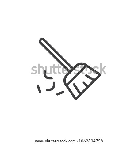 Sweeping broom outline icon. linear style sign for mobile concept and web design. Besom simple line vector icon. Symbol, logo illustration. Pixel perfect vector graphics