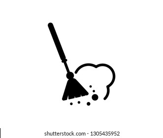 Sweeping broom. Vector icon 
