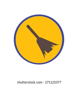 Sweeping broom vector icon, cleaning broom, sweeping brush