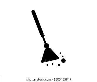 Sweeping broom. Vector icon for presentation
