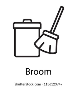 A sweeping equipment on a floor with dustbin symbolizing broom 