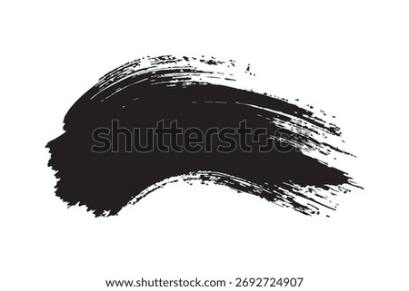  A sweeping, horizontal black ink brush stroke that builds from a substantial, textured left side and tapers into a flurry of energetic, streaky lines on the right. This powerful, hand-painted element