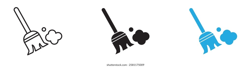 Sweeping icon black white vector outline