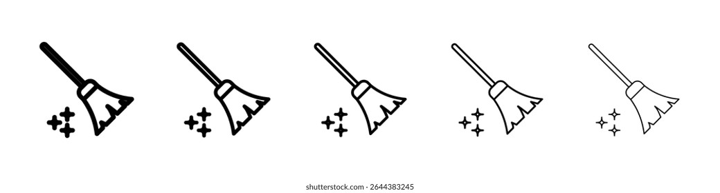 Sweeping icon graphic set. trendy stroke line style