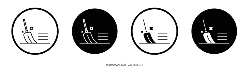 Sweeping icon set. clean dust vector symbol. broom cleaning sign. cleanup mop brush line icon in black filled and outlined style.